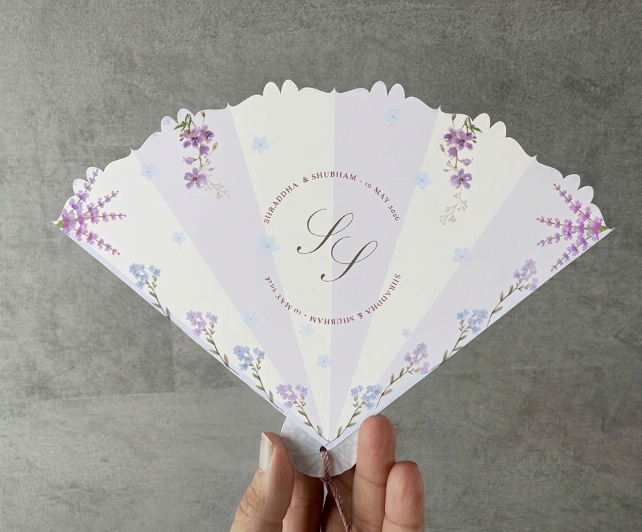 Monogrammed floral paper hand fan